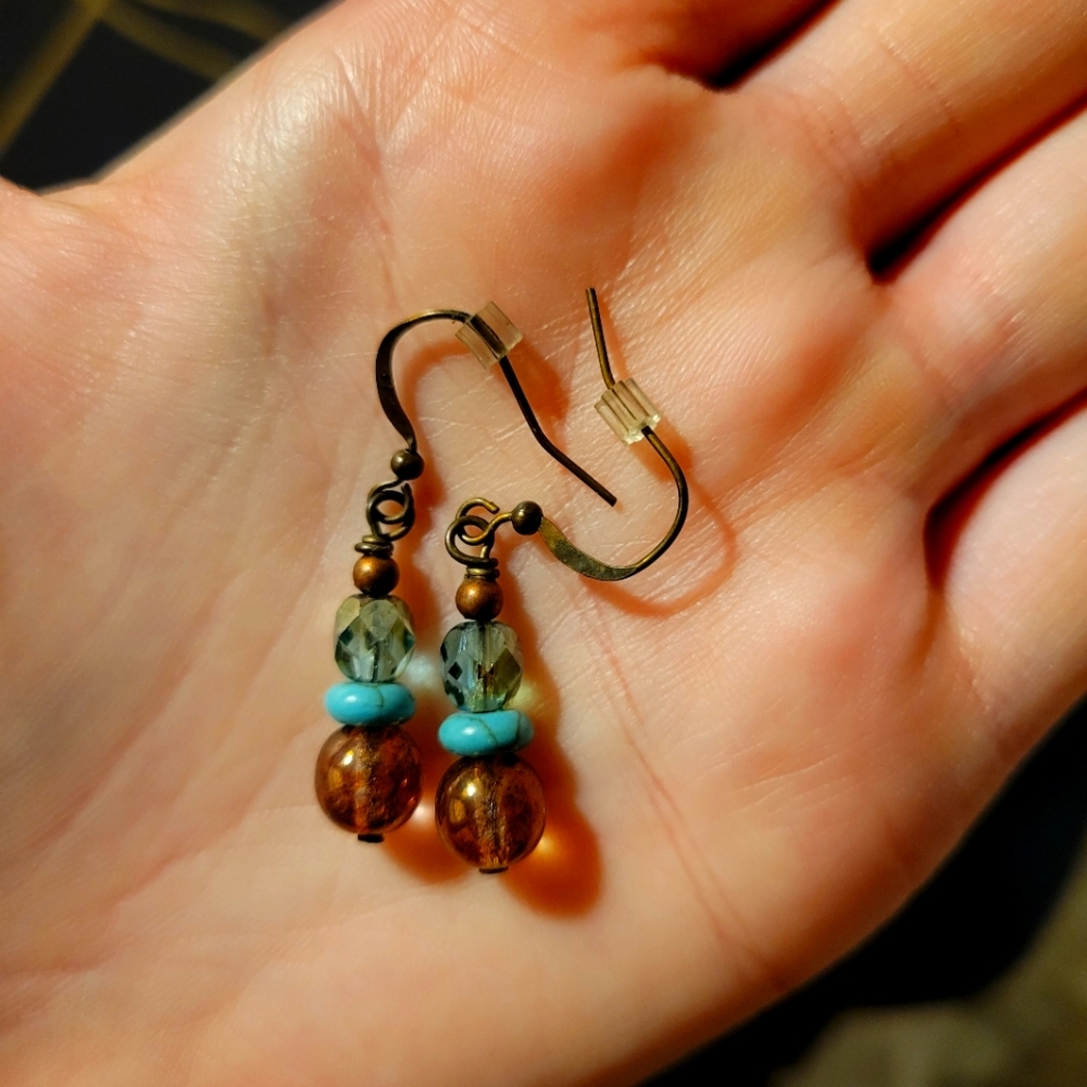 Bohemian beaded necklace and earrings